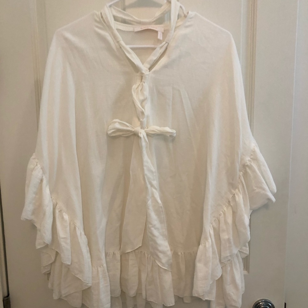 Oversized kimono ruffle sleeve top